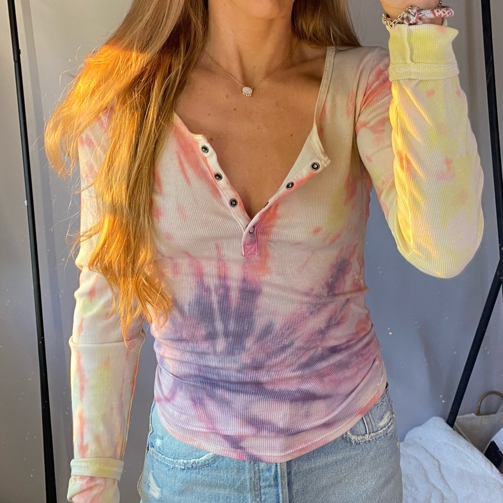 Custom dyed long sleeve shirt.